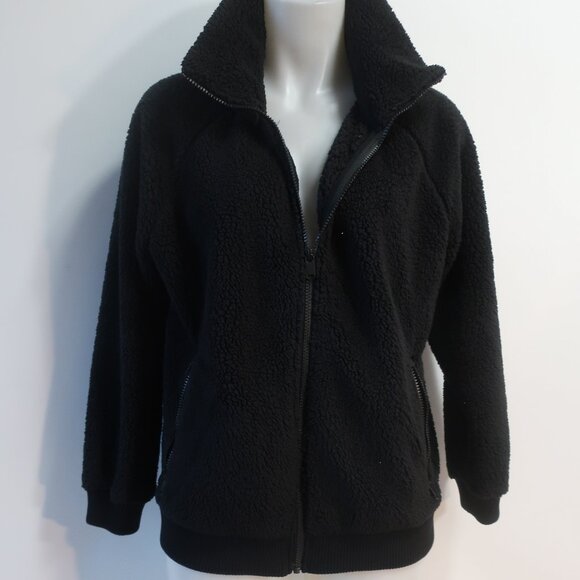 Womens Athleta Black Fleece Sherpa Jacket S/P - Picture 2 of 7